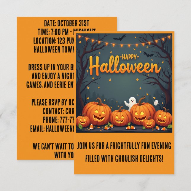 Halloween-inbjudan - Gå med oss för en natt! Tilläggskort (Fram/baksida)