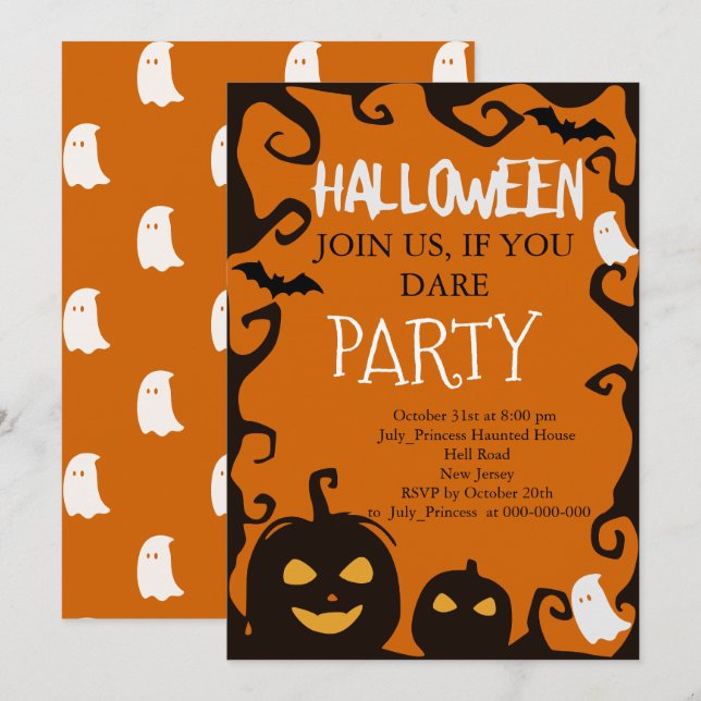 Halloween-inbjudan Inbjudningar (Fram/baksida)