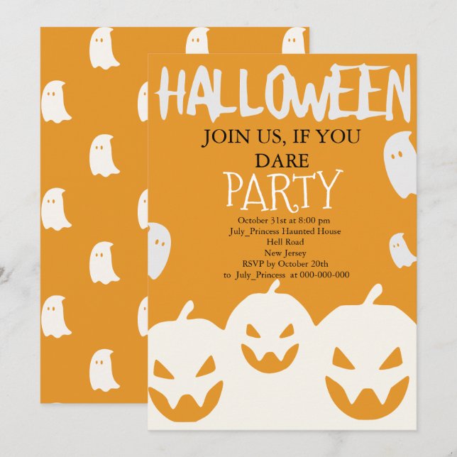 Halloween-inbjudan Inbjudningar (Fram/baksida)