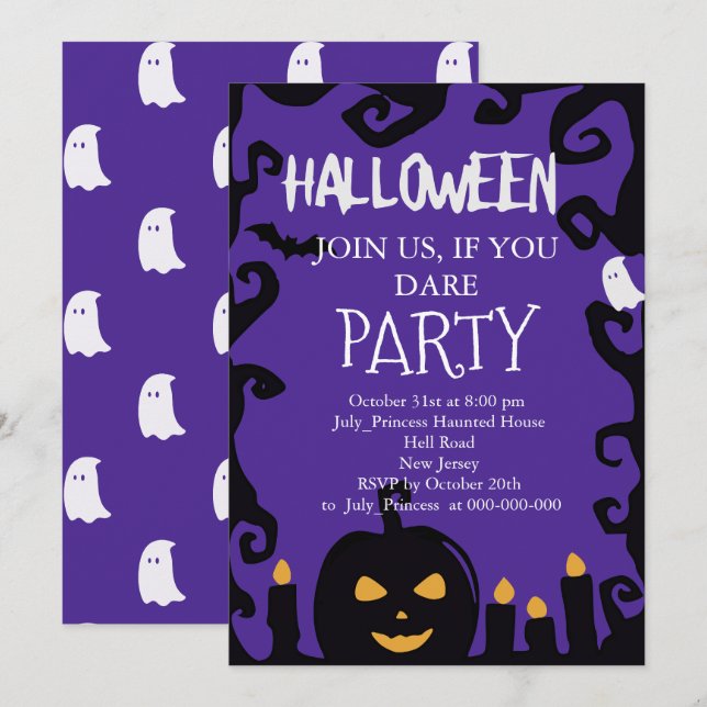 Halloween-inbjudan Inbjudningar (Fram/baksida)