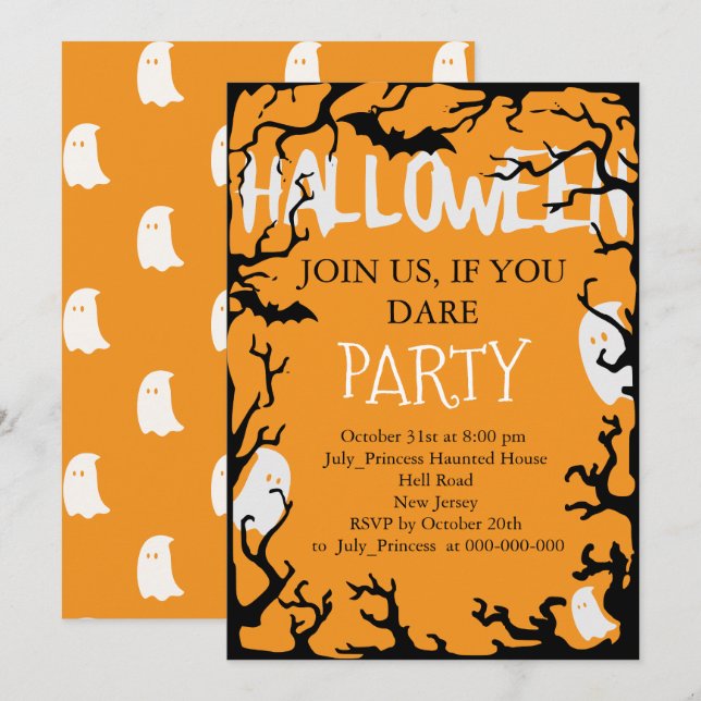Halloween-inbjudan Inbjudningar (Fram/baksida)