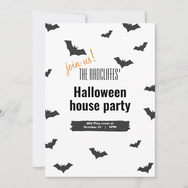 Halloween-inbjudan med fladdermöss inbjudningar (Framsida)