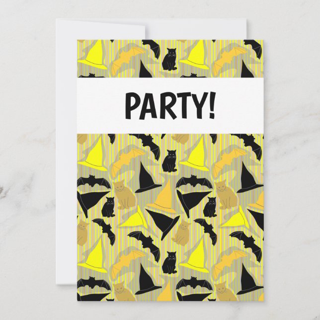 Halloween-inbjudan med häxiga ränder inbjudningar (Framsida)