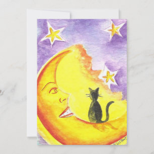 Halloween-inbjudan med katt och måne av Liz Revit Inbjudningar