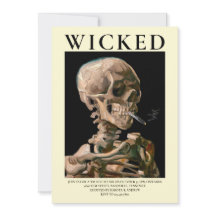 Halloween-inbjudan med skelett-huvud i finkonst