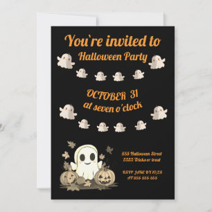 Halloween-inbjudan med söt spöke inbjudningar