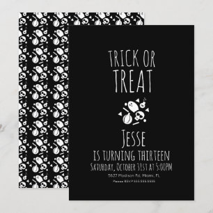 Halloween-inbjudan med spöke - Bus eller godis Inbjudningar