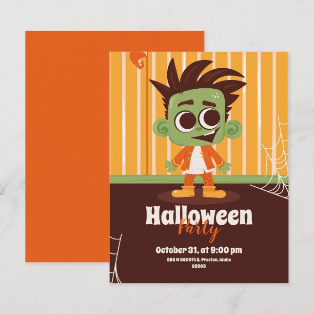 Halloween-inbjudan med zombies inbjudningar (Fram/baksida)