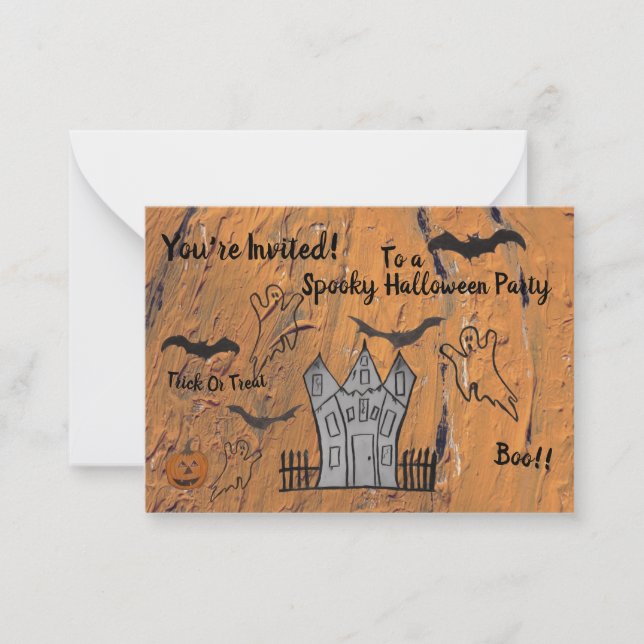 Halloween-inbjudan - platta anteckningskort (Framsida)