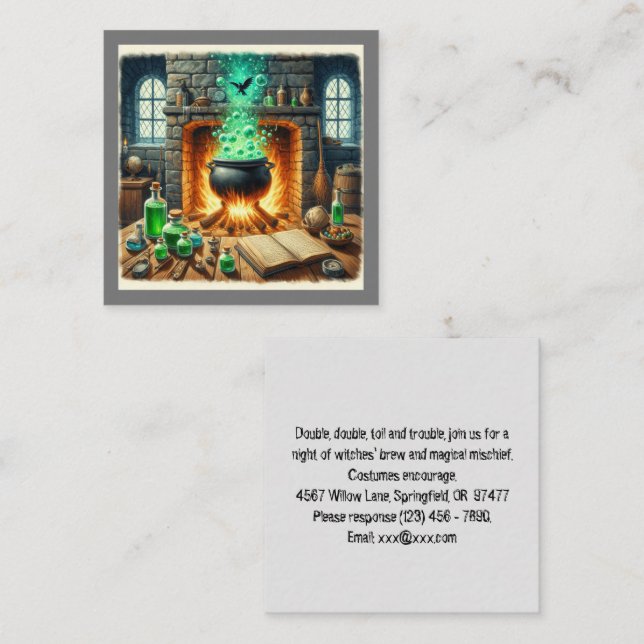 Halloween-inbjudan - platta kort (Fram/baksida)