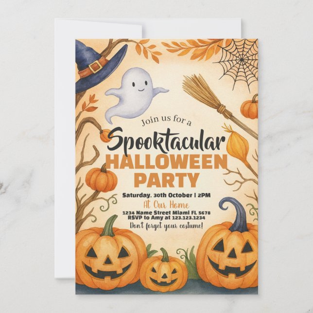 Halloween-inbjudan | Spöken & Haunted Graveyard Inbjudningar (Framsida)