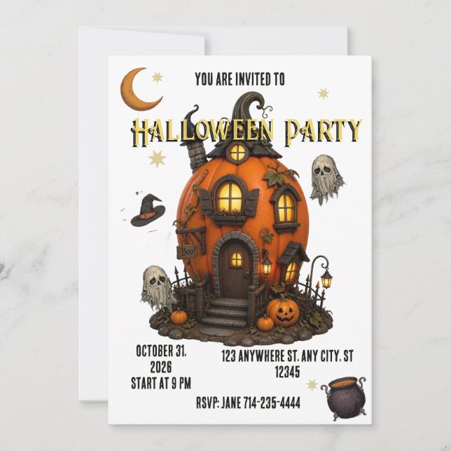 Halloween-inbjudan Spökhus inbjudan (Framsida)