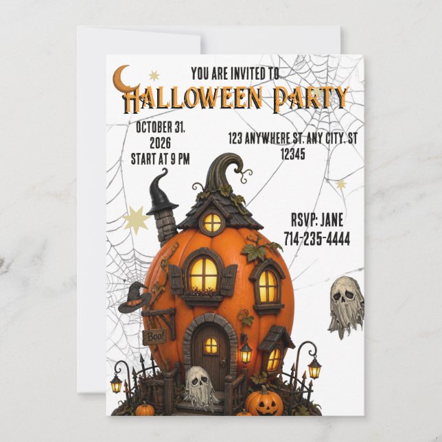 Halloween-inbjudan Spökhus inbjudan (Framsida)