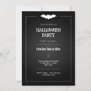 Halloween-inbjudan, Svartvitt Fladdermus tema Inbjudningar