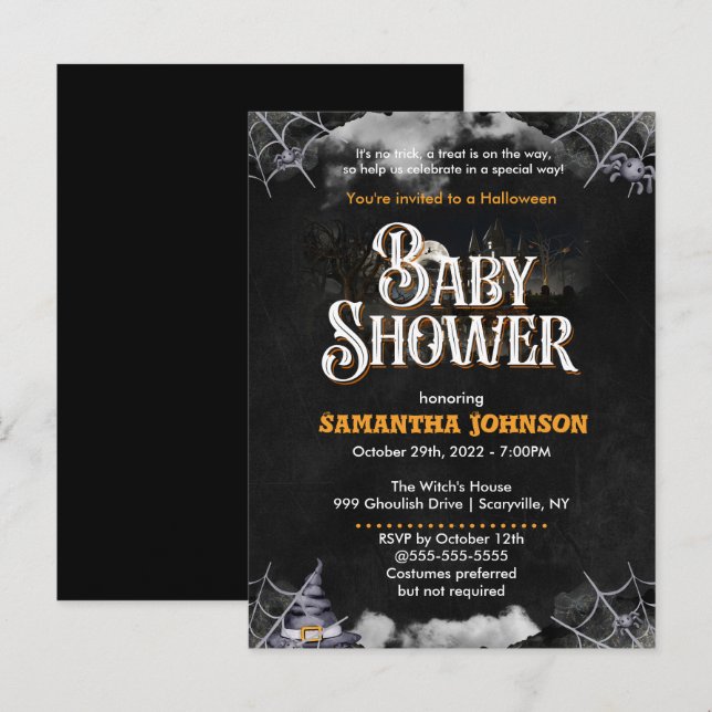Halloween-inbjudan till babyvisningsprogram inbjudan vykort (Fram/baksida)