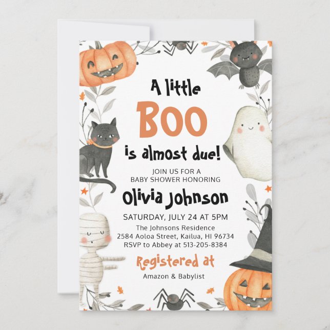 Halloween-inbjudan till en liten babybabyåda inbjudningar (Framsida)