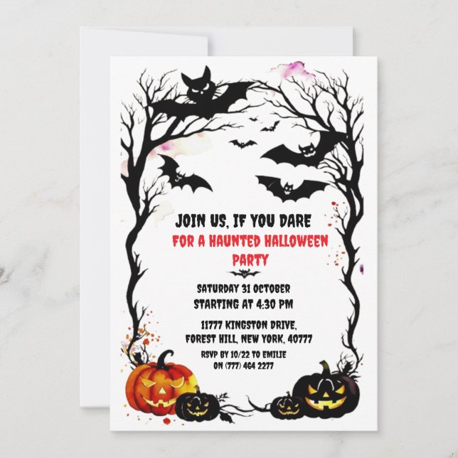Halloween-inbjudan till fladdermus-partiet inbjudningar (Framsida)