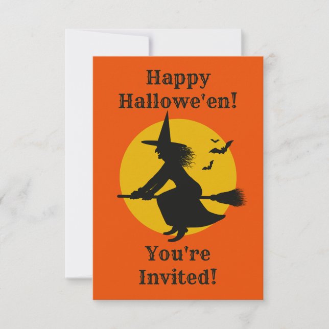 Halloween-inbjudan till flygande Witch-parti Inbjudningar (Framsida)