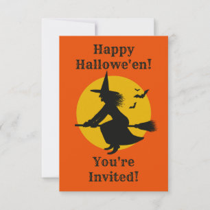 Halloween-inbjudan till flygande Witch-parti Inbjudningar