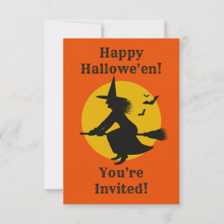 Halloween-inbjudan till flygande Witch-parti Inbjudningar
