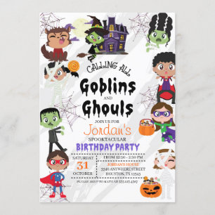 Halloween-inbjudan till födelsedagsfest inbjudningar