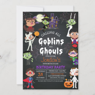 Halloween-inbjudan till födelsedagsfesten inbjudningar