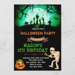 Halloween-inbjudan till mummin-parti inbjudningar