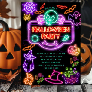Halloween-inbjudan till neonfest inbjudningar