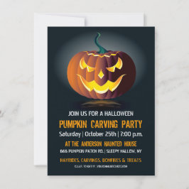 Halloween-inbjudan till pumpa-snidar-fest inbjudningar