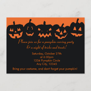 Halloween-inbjudan till pumpa-snidar-fest inbjudningar