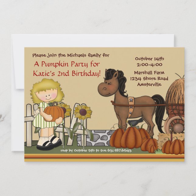 Halloween-inbjudan till Pumpaflickan Inbjudningar (Framsida)