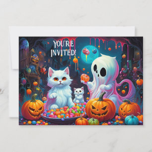 Halloween-inbjudan till spöken och kattungar meddelande