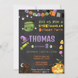 Halloween-inbjudan till spooktacular Frankenstein. Inbjudningar