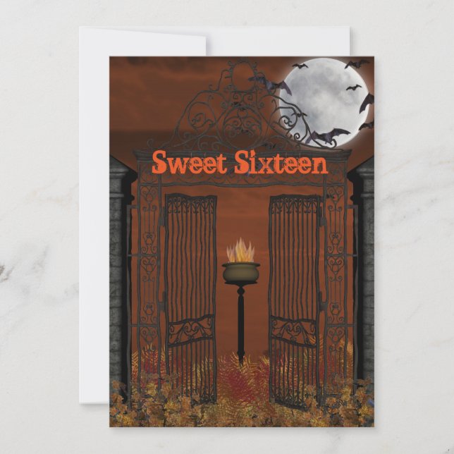 Halloween, inbjudan till Sweet sixteen (Framsida)