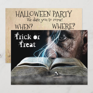 Halloween-inbjudan till taloky Ögon & Spell Bok Inbjudningar
