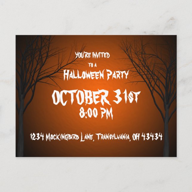 Halloween inbjudanvykort meddelande vykort (Framsida)