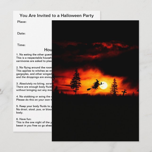 Halloween Inbjudningar (Fram/baksida)