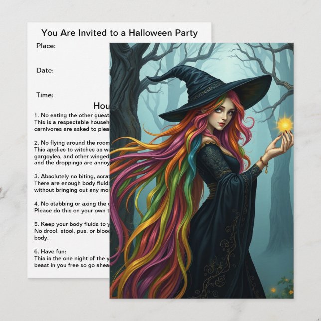 Halloween Inbjudningar (Fram/baksida)