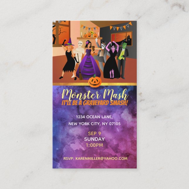 Halloween-inbjudningar, Affärskort Visitkort (Framsida)