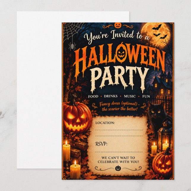 Halloween-inbjudningar  inbjudningar (Fram/baksida)