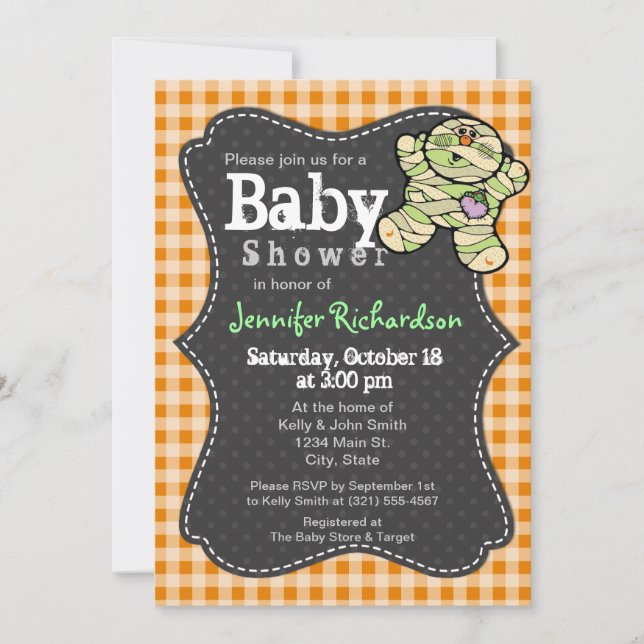 Halloween-inbjudningar till Neutralten Baby Shower Inbjudningar (Framsida)