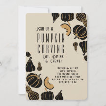 Halloween-inbjudningar till pumpa-snidningsfest
