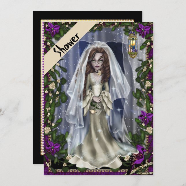 Halloween Inbjudningskort för möhippan (Fram/baksida)