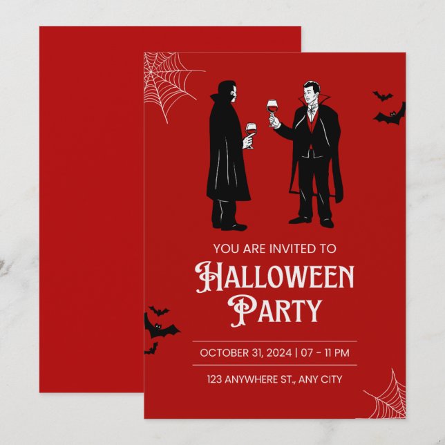 Halloween-inbjudningskort! Inbjudningar (Fram/baksida)