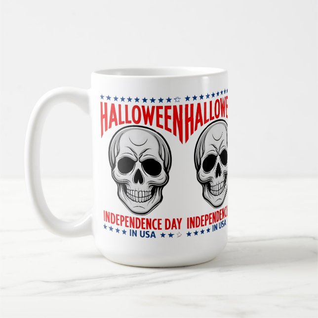Halloween Independence day med Skull Kaffemugg (Vänster)