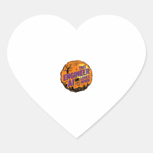Halloween-ingenjör älskar AI Vintage Vector Design Hjärtformat Klistermärke