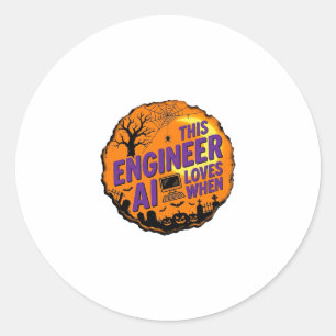 Halloween-ingenjör älskar AI Vintage Vector Design Runt Klistermärke