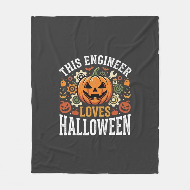 Halloween Ingenjör Pumpa Vektor Fleecefilt (Framsidan)