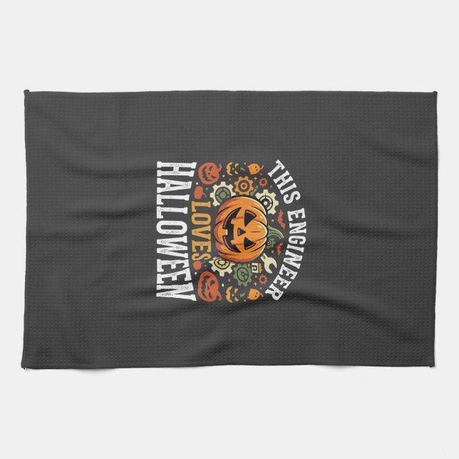 Halloween Ingenjör Pumpa Vektor Kökshandduk (Horisontell)