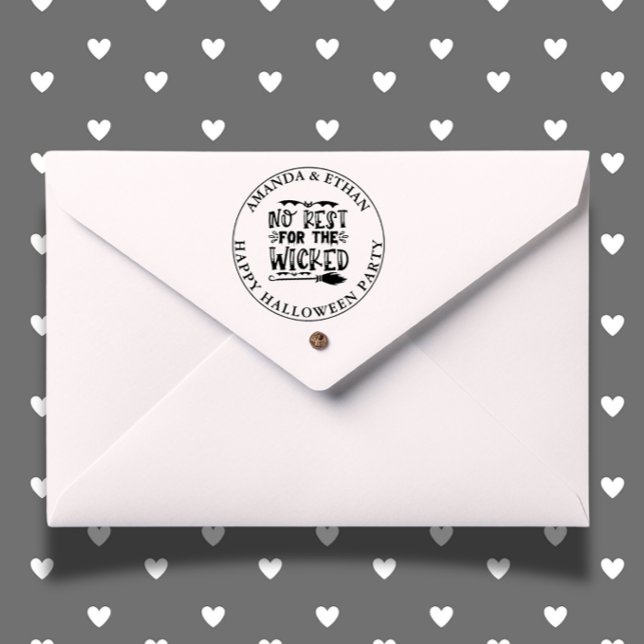 HALLOWEEN INGET REST FÖR DET ÖNSKADE temat Självfärgande Stämpel (Add a playful touch to your crafts with the HALLOWEEN WITCHES BE CRAZY self-inking stamp.)